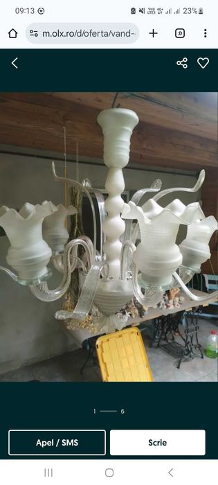 Piese Lustra sticla , frunze,petale, abajururi,plafoniera spatii umede