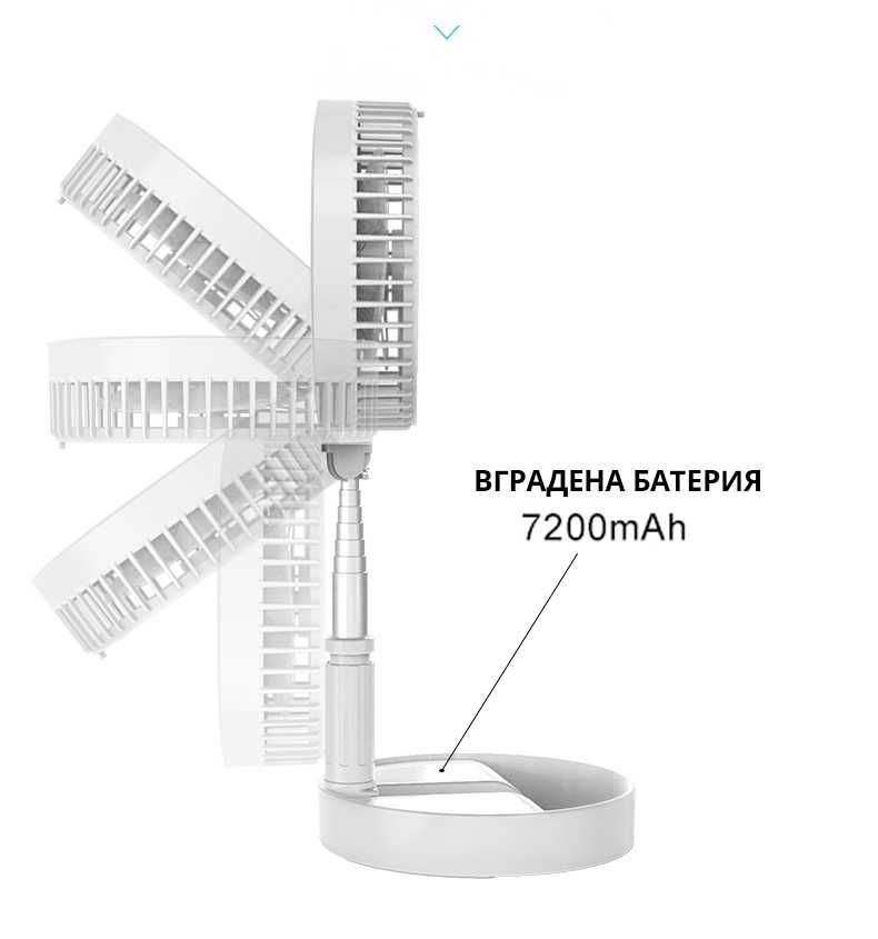 Настолен сгъваем вентилатор с поставка за телефон