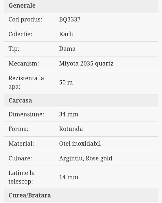 Ceas dama Fossil Karli BQ3337