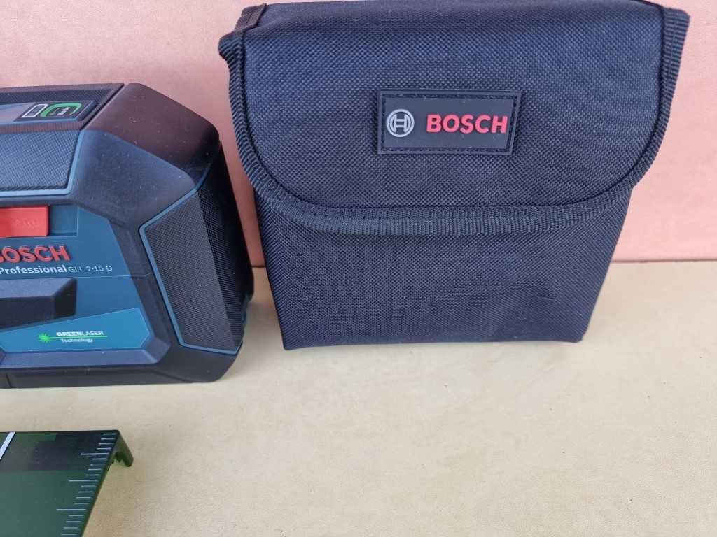 Bosch GLL 2-15 G зелен лъч - Самонивелиращ се 2 линеен лазерен нивелир