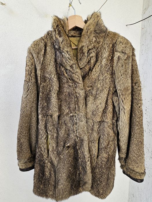 Кожено палто естествен косъм