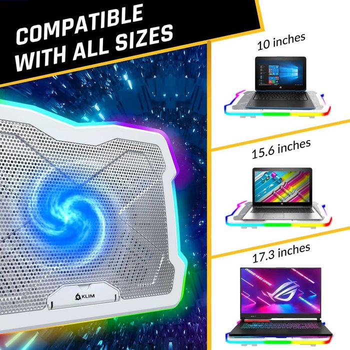 Cooler laptop Suport cu Ventilator RGB KLIM Ultimate 11-17 inch Alb