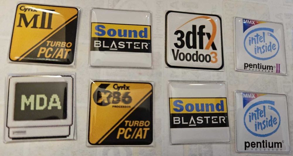 Ретро емблеми за компютърни кутии 286 K6 Voodoo 386 Sound Blaster 486