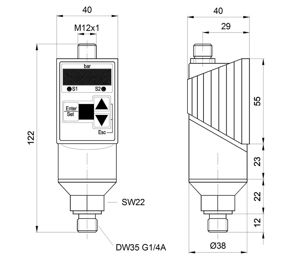 Presostat cu display ( pressure sensor ) IPF electronic DW 353117 G1/4