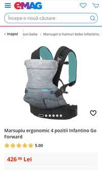 Marsupiu ergonomic 4 pozitii Infantino Go Forward