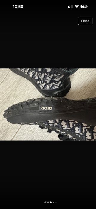 Dior B28 Black Beige Oblique High Top Trainer - 43