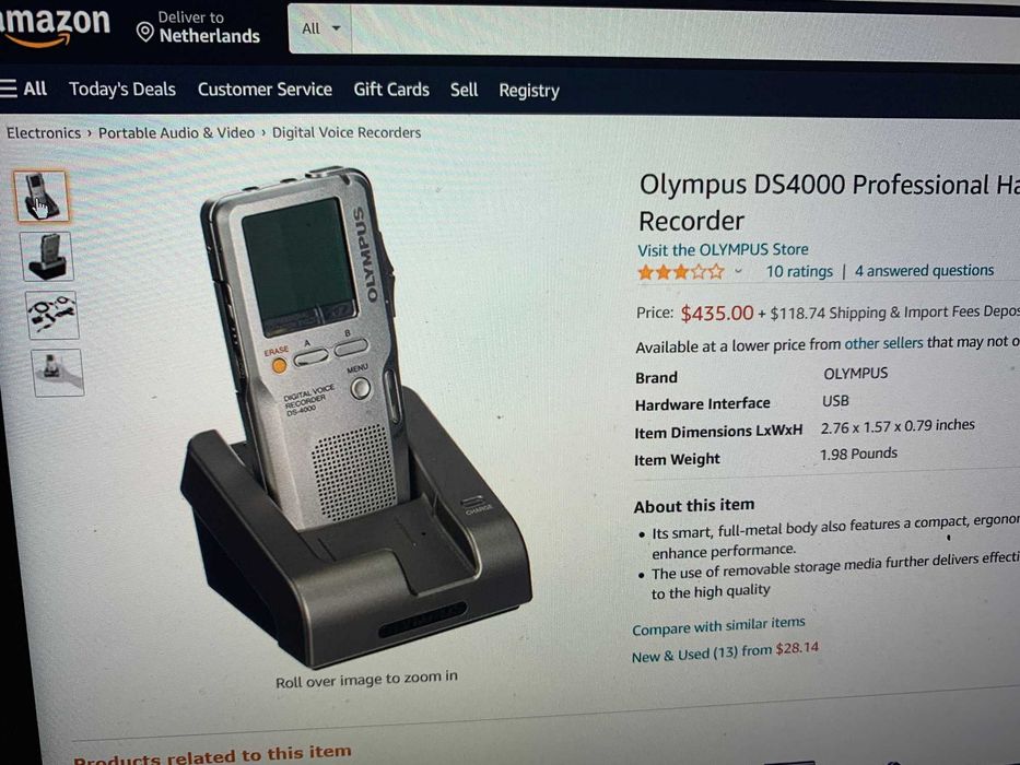 Reportofon digital profesional Olympus DS-4000 544MB XD mem ext ca nou