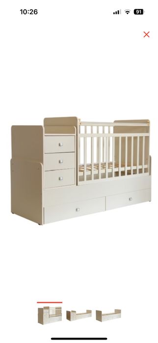 Детская кроватка трансформер, слоновая кость цвет