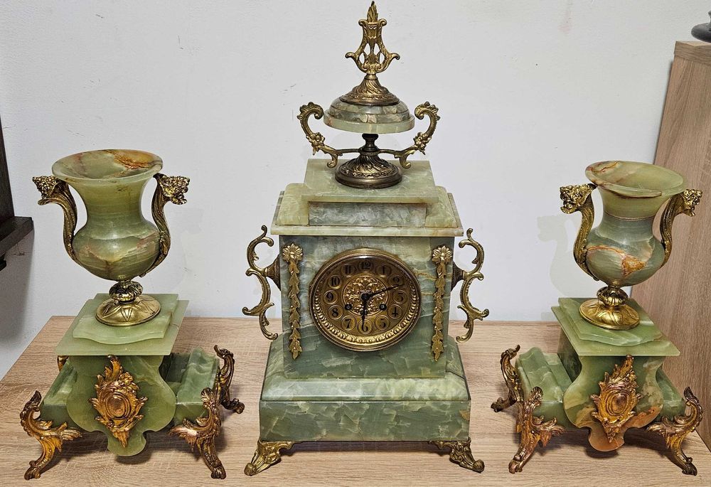 Ceas de semineu cu pendul Japy Freres - 3 piese Onix