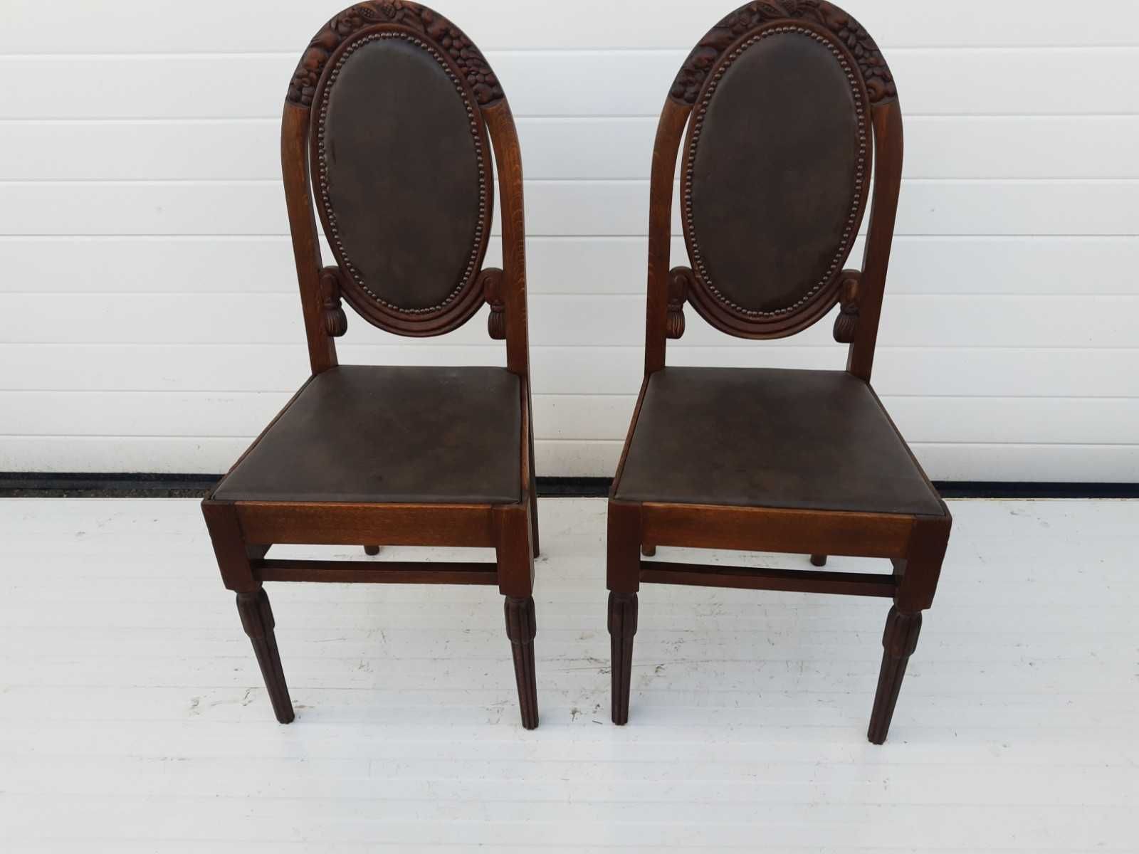 Уникални ретро столове с кожена дамска и красиви извивки Франция