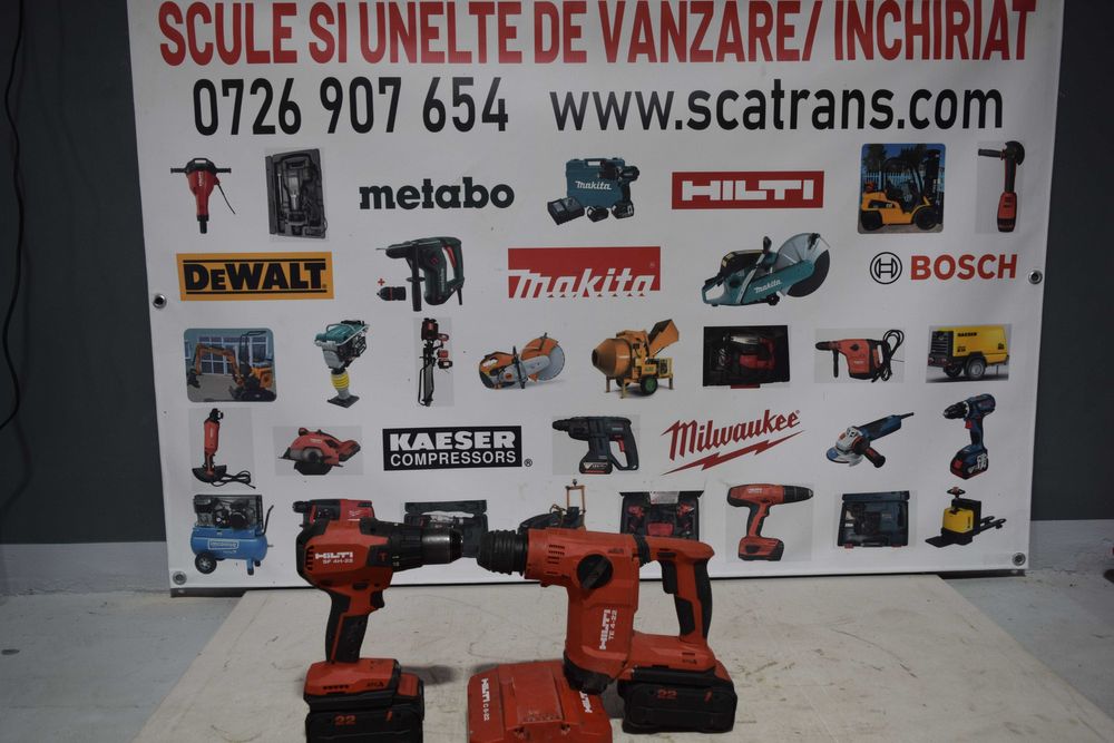 Set Hilti 22V  Mașină de găurit SF 4H-22 + Ciocan rotopercutor TE 4-22