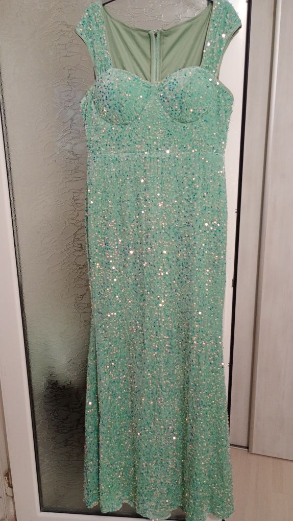Rochie lunga, de ocazie, culoare turcoaz
