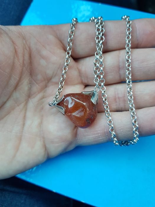48 Lant argint 925 italy cu pandantiv carnelian natural