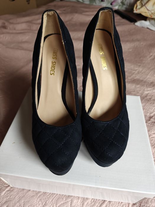 Pantofi eleganti cu toc si platforma bleumarin 38