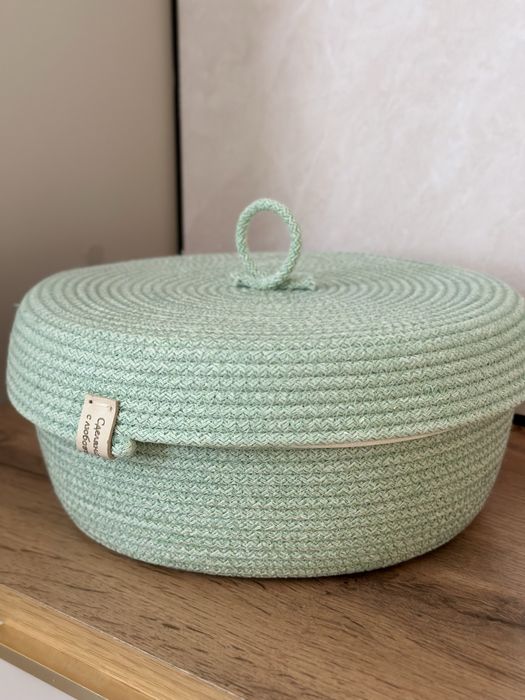 Корзина с чехлом из хлопкого шнура, ручная работа