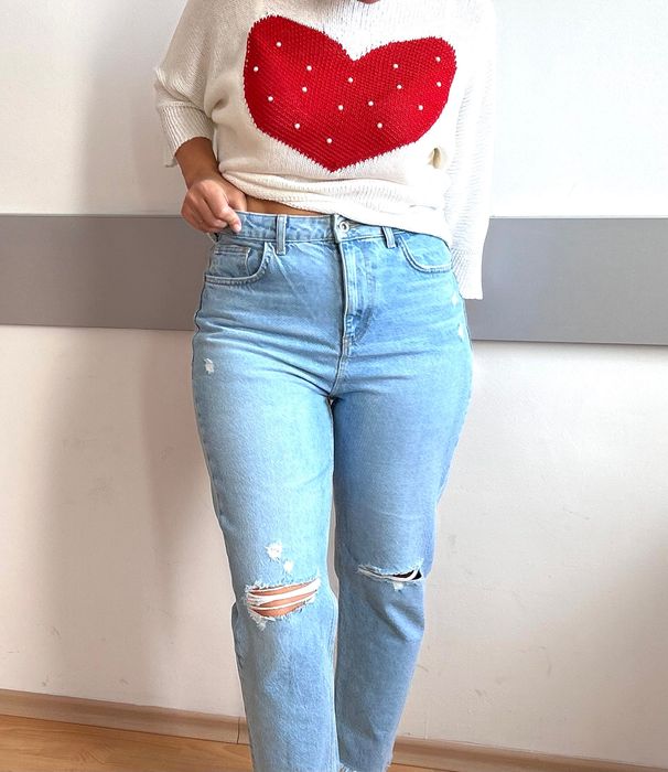 Zara denim деним 29/30номер  & heart blouse