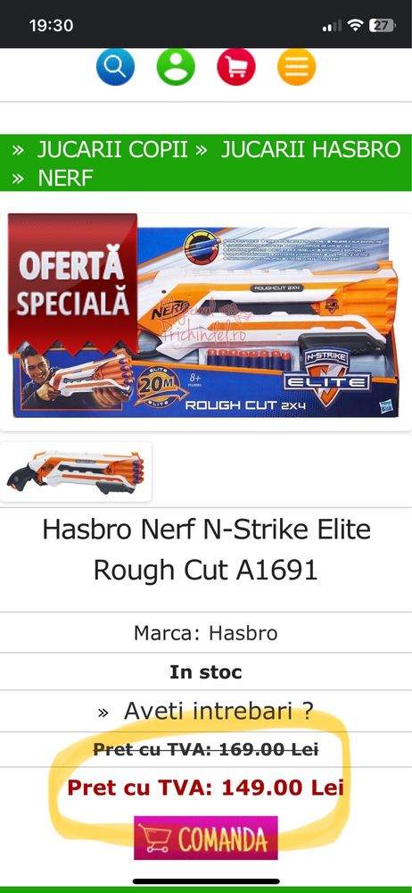 Nerf N-Strike Elite Rough Cut 2×4 ca NOU + 80 gloanțe ! Negociabil