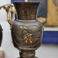 2 vaze japoneze din bronz masiv anii 1860