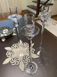 Sfesnice sticla, suport lumanari, 28 cm