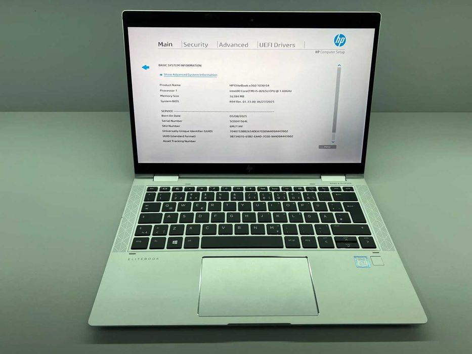 Laptop SH HP EliteBook x360 i5-8265 16gb RAM SSD 256 CONVERTIBLE TOUCH