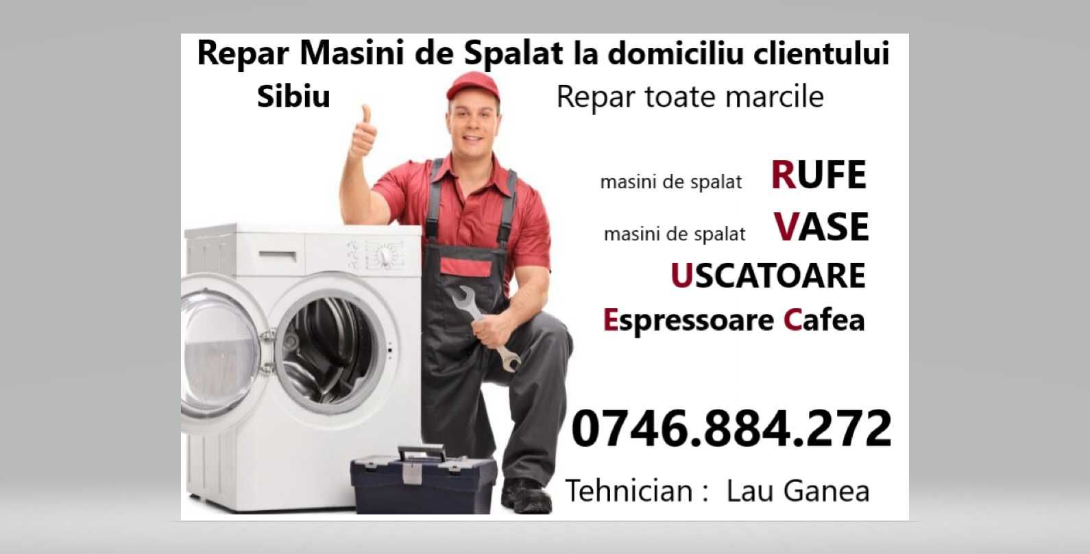Reparatii masini de spalat rufe, vase, uscatoare, espressoare Sibiu