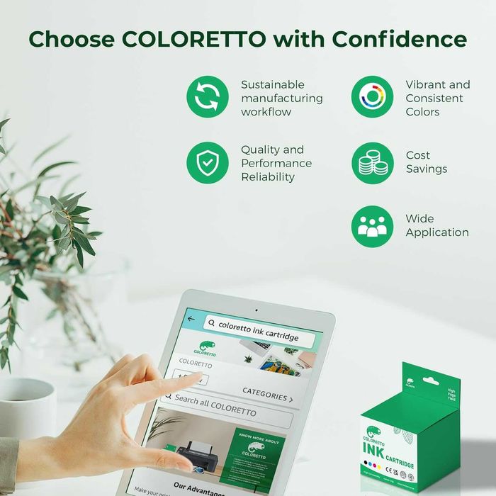 Мастилени касети COLORETTO 305XL, 2 броя черни, за HP Envy, Envy Рro