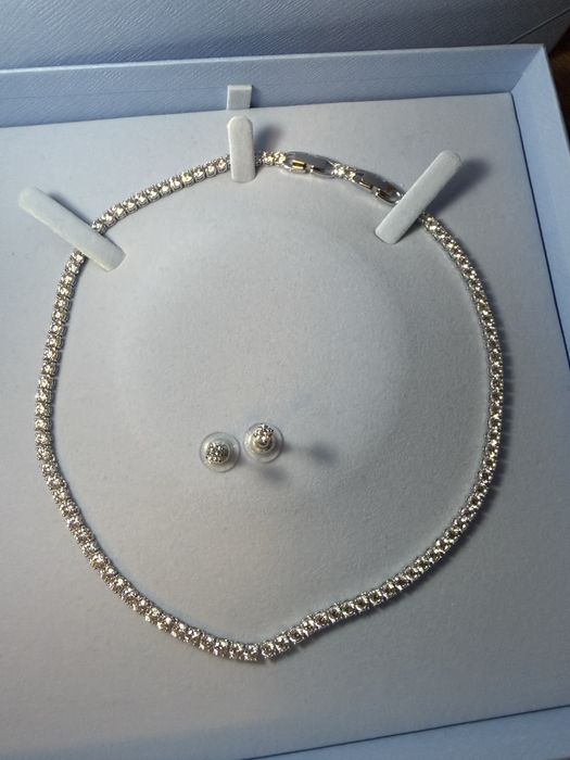 Set colier tennis deluxe si cercei swarovski