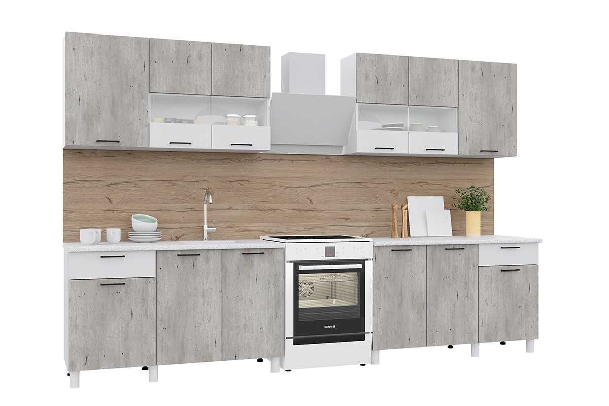 Комплект мебели для кухни Тренд МДФ Белый эмалит/Бетон 2,6м.