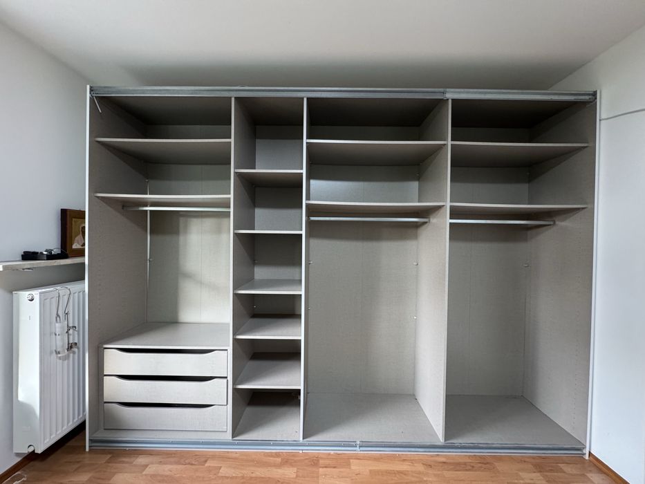 Dressing/Dulap 317/225/60 cm 3 usi culisante alb lucios/oglinda