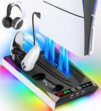 Stand racire vertical RGB pt PS5/Slim, incarc 2 contr, de la 300RON