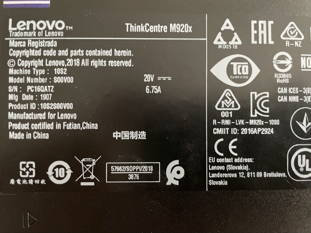 Lenovo ThinkCentre M920x Tiny