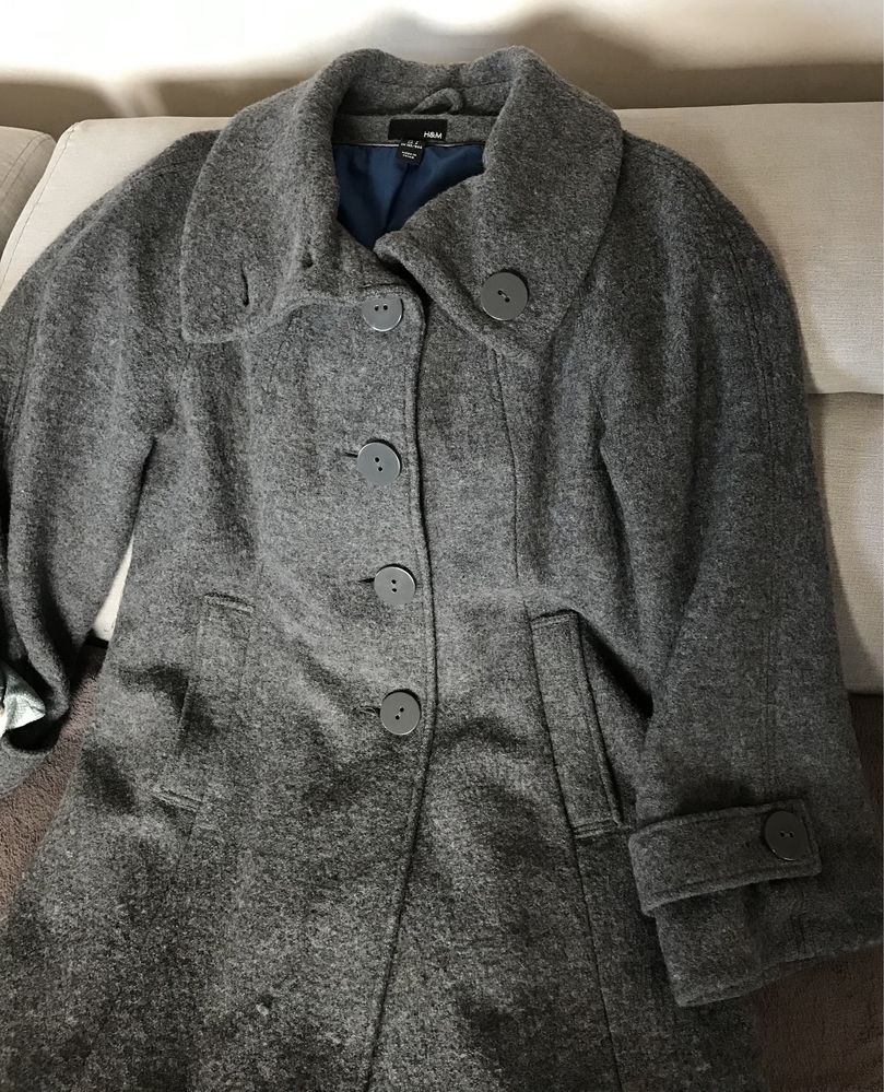 Дамско сиво зимно палто H&M - M