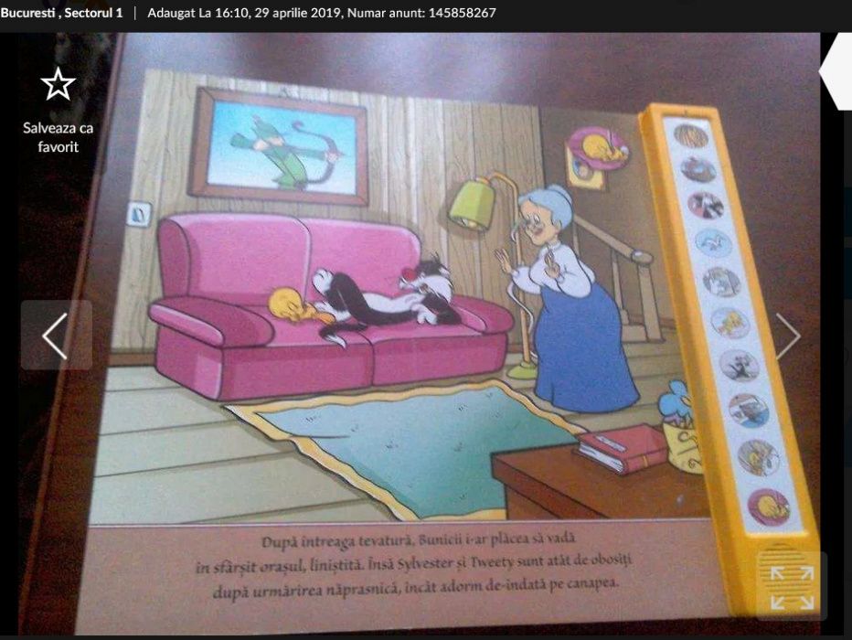 Carte pentru copii cu 10 sunete Looney Tunes, ilustrată și cartonată