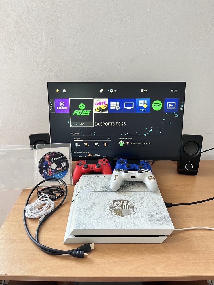 PlayStation 4 1TB Destiny Limited Edition + 3 джойстика + FC 25/FIFA21