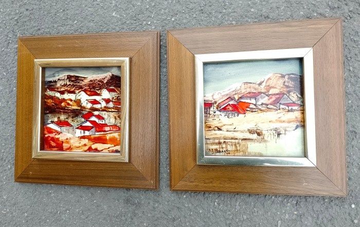 Set de 2 tablouri picturi pe porțelan lucrate integral manual lucrări