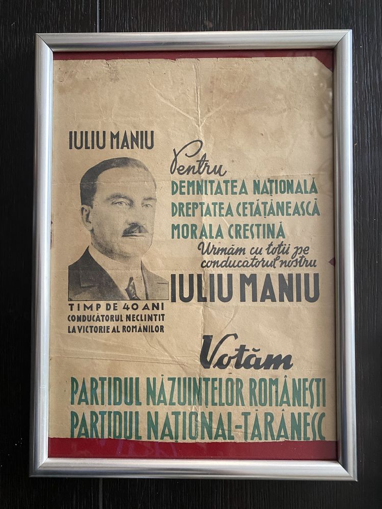 Afis votare Iuliu Maniu - Partidul National Taranesc