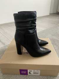 Botine/ Cizme piele eco cu toc, negre, Jenny Fairy, marime 35, ca NOI