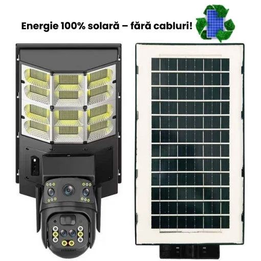 Lampă solară cu cameră 4G SIM, microfon, difuzor, V380 app