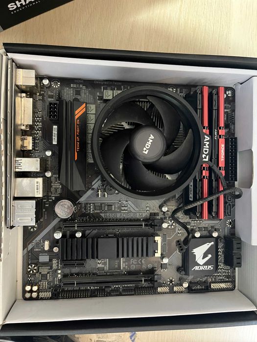 Kit ryzen 5 3600x + aorus b450m, rami si sursa