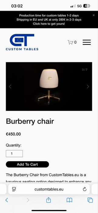 Scaune Poker Burberry customizate CustomTables.eu stoc