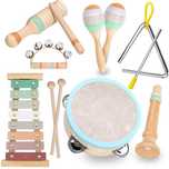 Set instrumente muzicale din lemn,xylophon,tamburina,clarinet,maracas