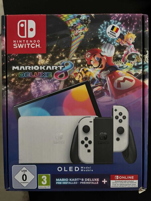 Consola NINTENDO Switch OLED White + Mario Kart 8 Deluxe + 6 luni NSO