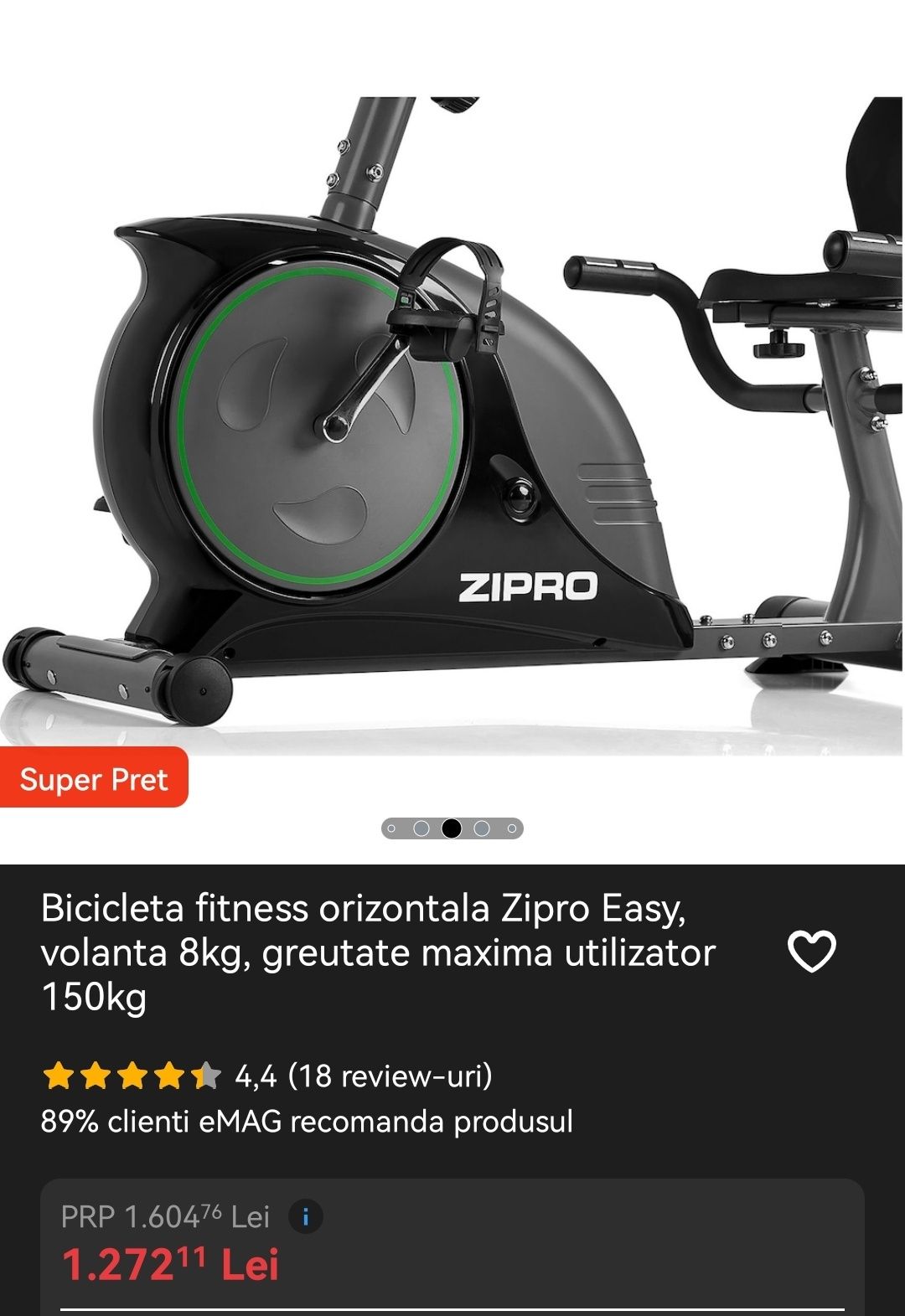 Bicicletă fitness orizontală ZIPRO