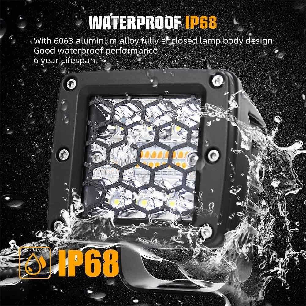 LED халоген лампи с окабеляване 12-24V, мигащи 6 режима, 6 броя
