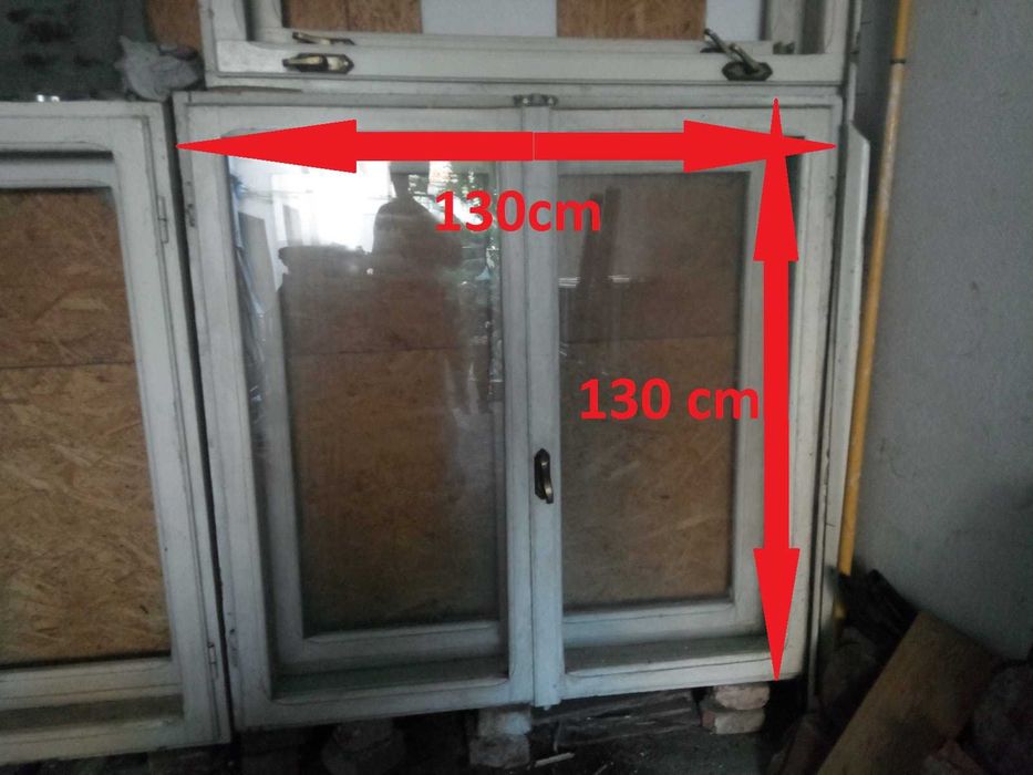 Ferestre din lemn masiv, 3 bucati (130x130 cm si 130x65 cm)