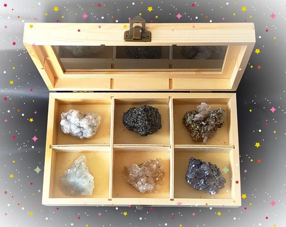 Уникален подарък за колекционери минерали кристали в кутия