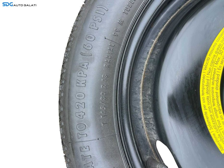 Roata Janta Tabla Rezerva Slim T145 80 18 R18 Continental Volkswagen Tiguan 5N 2007 - 2015 Cod 5N0601027E 5N0601027A [K0823]