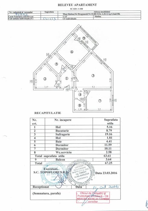Ap. 3 camere, et. 2, 67 mp, Str. Drăgăneṣti, Bl. 12