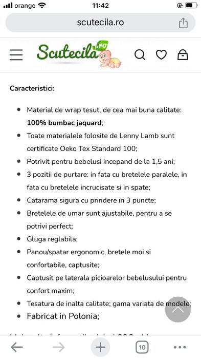 Sistem ergonomic Lenny Lamb TODDLER Silver Butterfly, 100% bumbac, Se