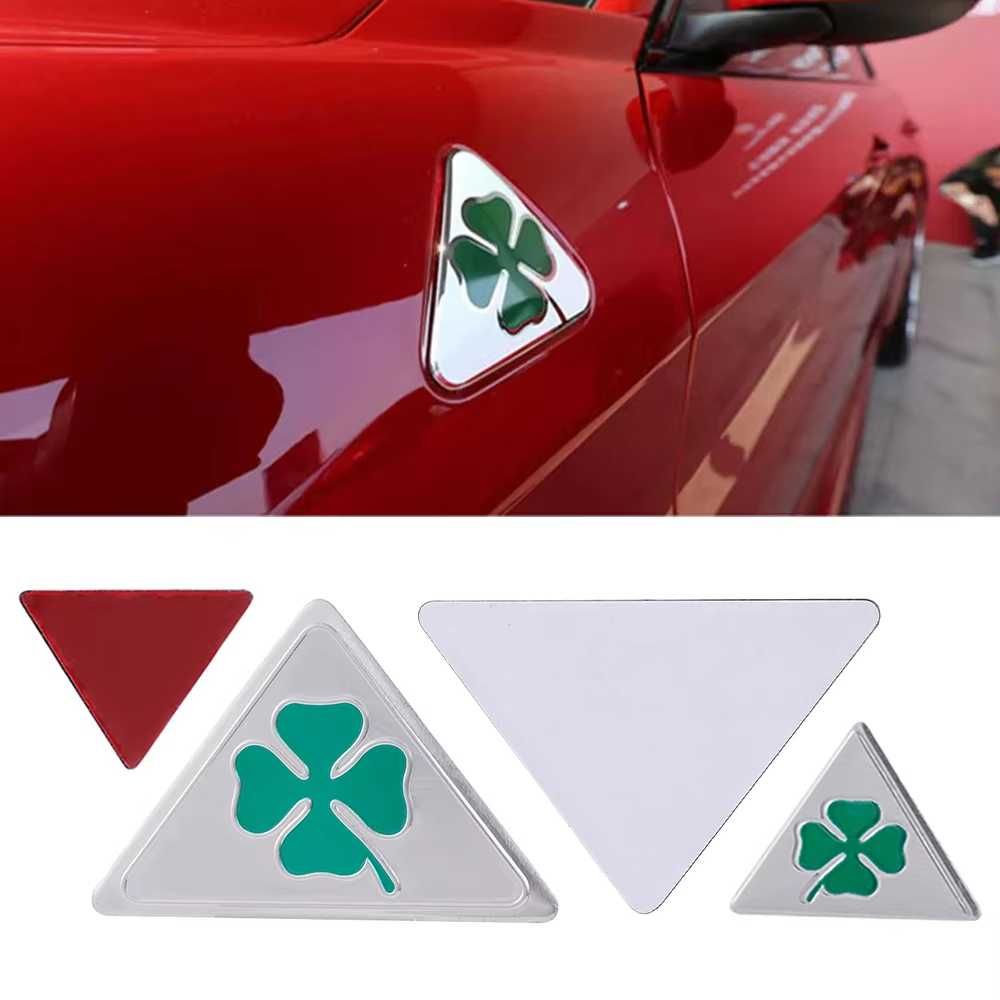 Стикери за Alfa Romeo Quatrefoil Зелен Делта Метални емблеми 3 броя